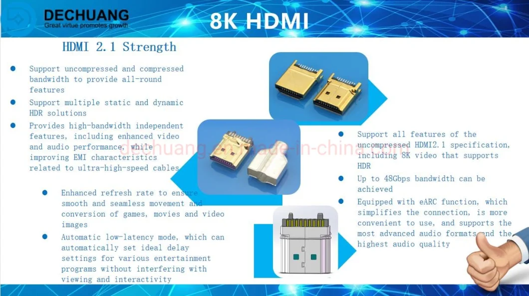 in Stock Male HDMI Connector 4K 8K Display Devices Micro Mini Male PCB Solder Board Type a Female Type C Male Used for Tvs Projectors Set-Top Boxes Laptop